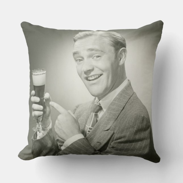 Man Drinking Throw Pillow (Front)