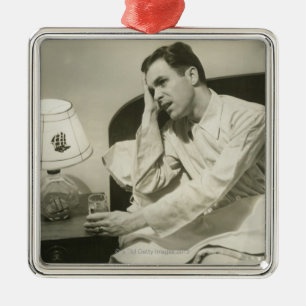 Man Drinking Water Metal Ornament