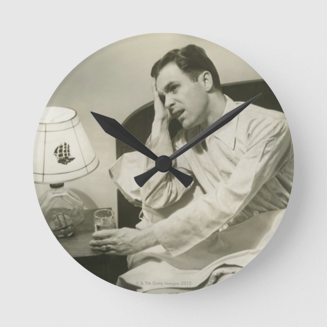 Man Drinking Water Round Clock (Front)