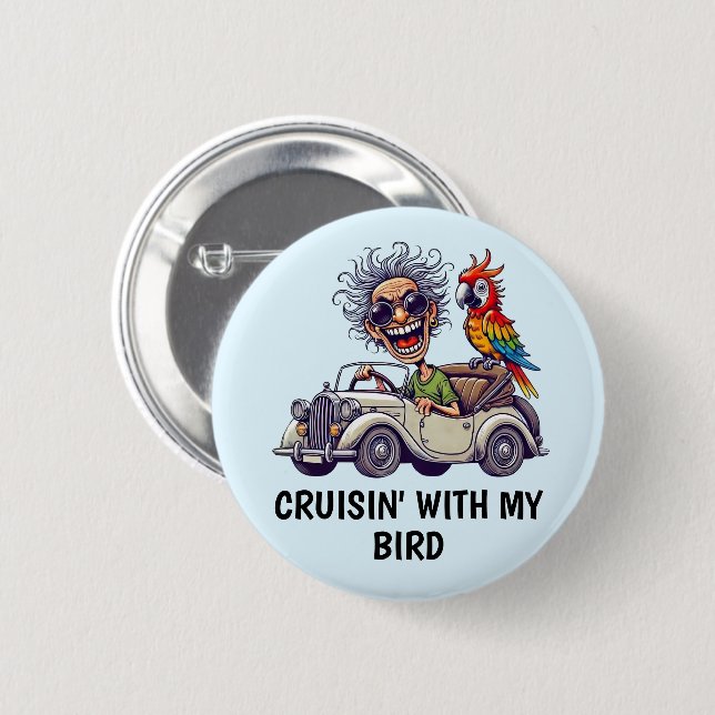 Man Driving 2 Inch Round Button (Front & Back)