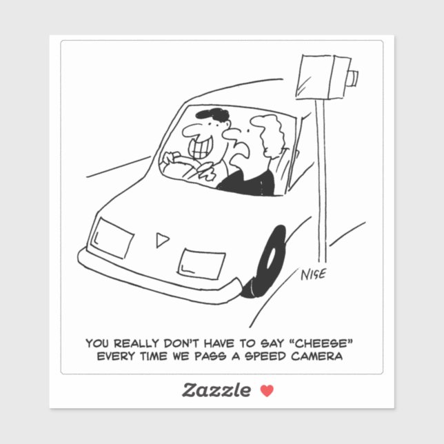 Man Driving Past Speed Camera Cartoon. (Sheet)