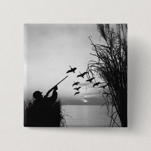 Man Duck Hunting 2 Inch Square Button