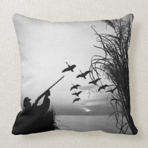 Man Duck Hunting Throw Pillow