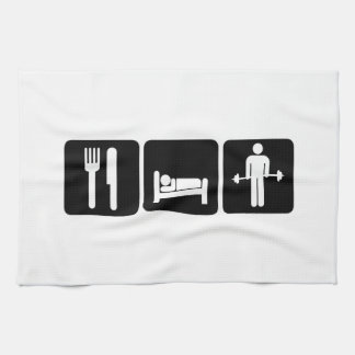 Man Eat Sleep Lift Weights Kitchen Towel