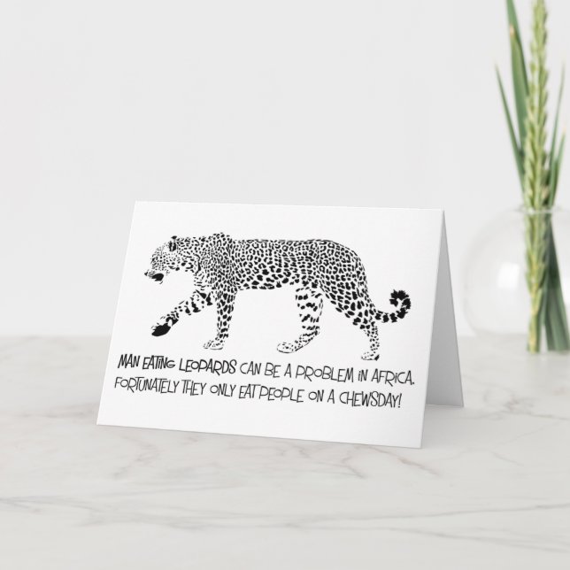 Man Eating Leopard Birthday Card (Front)