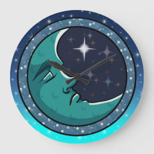 Man Face In Moon Large Clock