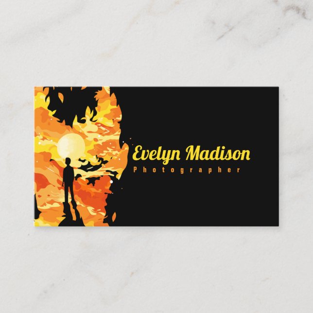 man fire flame burning mind y676 business card (Front)