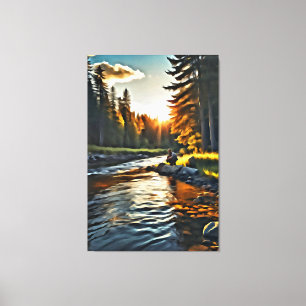 *~* Man Fishing Art Stream Nature AP49  Canvas Print