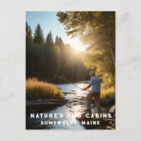 *~* Man Fishing Stream Nature AP49 Artsy