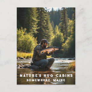 *~* Man Fishing Stream Nature AP49 Salmon Postcard