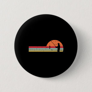 Man Fishing Sunset Retro Angling Fisherman Angler 2 Inch Round Button