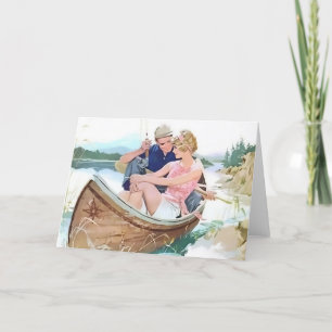 Man fishing with his girlfriend card
