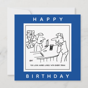 Man Flattering a Barmaid in a Pub Cartoon Card