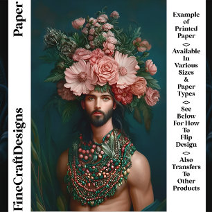 Man, Flowers, Berries, Foliage CQ9 Craft Paper
