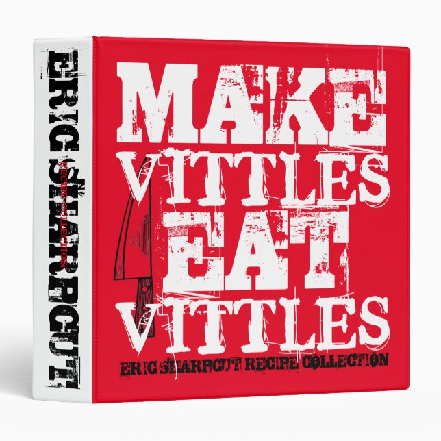 Man food vittles personalized cookbook recipe binder (Front/Spine)