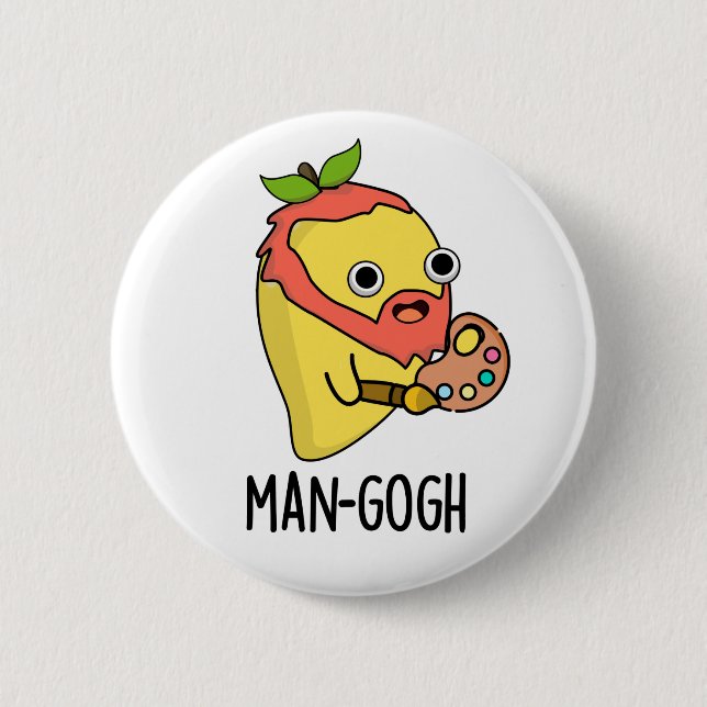 Man-gogh Funny Artist Mango Pun 2 Inch Round Button (Front)