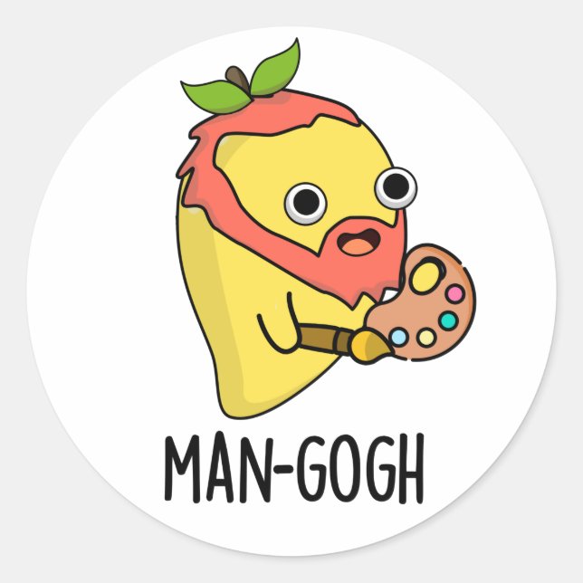 Man-gogh Funny Artist Mango Pun Classic Round Sticker (Front)