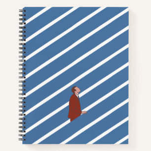 Man Going Up Promotion or New Job Notebook