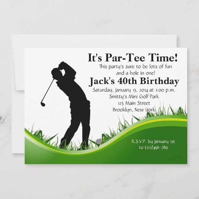 Man Golf Birthday Invitation (Front)