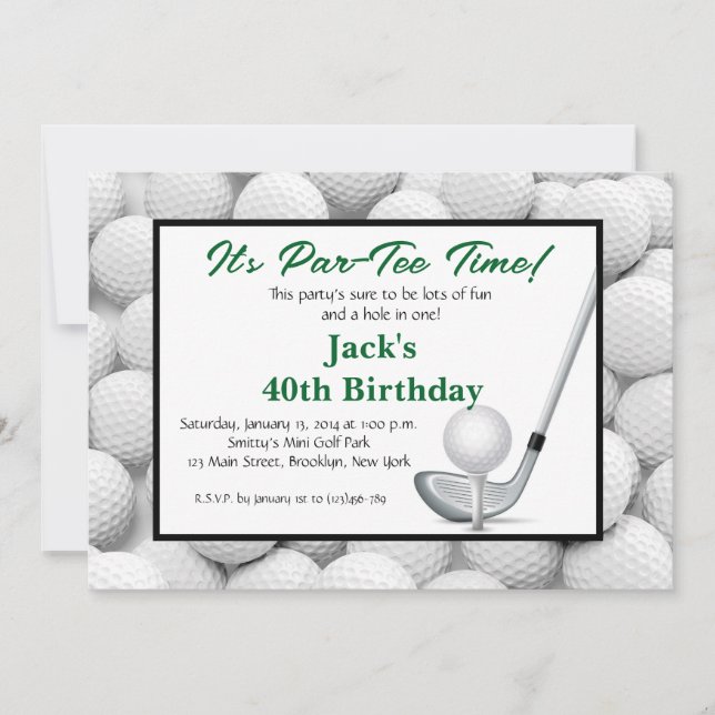 Man Golf Invitation Anniversaire (Devant)