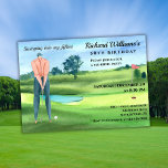 Man Golf Player Swinging Into My 50th Birthday Invitation<br><div class="desc">"Tee off into a golden era! Our exclusive 50th birthday invitation captures the essence of leisure and accomplishment with its picturesque golf-themed watercolor design. Invite your guests to witness the perfect swing into his fifties, customizable with your name, date, and details. Get ready for a celebration that's as stylish as...</div>