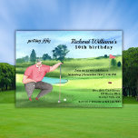 Man Golf Putting Fifty 50th Birthday Invitation<br><div class="desc">Celebrate a milestone birthday with this fun and unique “Putting Fifty” 50th Birthday Invitation. The design features a watercolor-style golf course scene with a golfer sitting thoughtfully as he lines up the perfect putt for the number 50. The playful phrase “Putting Fifty” appears in an elegant script font, adding a...</div>