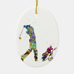 Man golfer ceramic ornament
