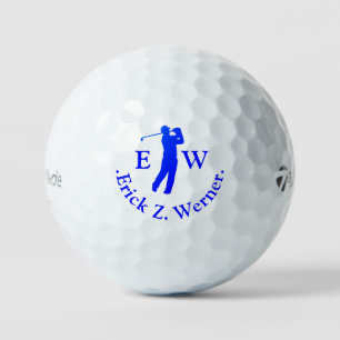 Man Golfer Classy Blue Monogram  Golf Balls