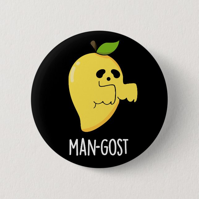 Man-gost Funny Halloween Mango Ghost Pun Dark BG 2 Inch Round Button (Front)