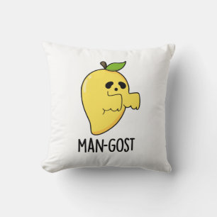 Man-gost Funny Halloween Mango Ghost Pun  Throw Pillow