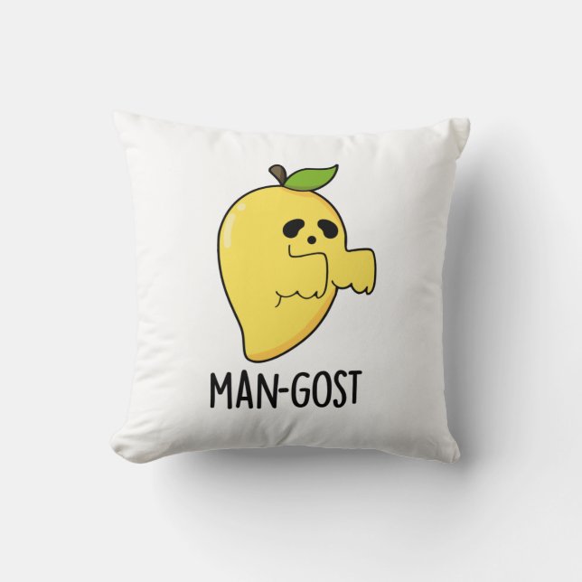 Man-gost Funny Halloween Mango Ghost Pun  Throw Pillow (Front)