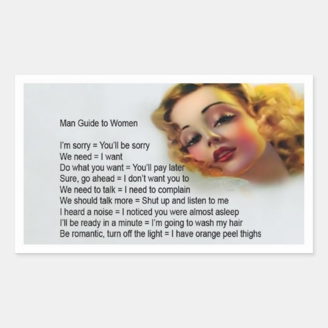 Man Guide To Woman Sticker (Front)