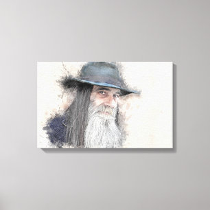 Man Hat Beard Moustache Ranger Gold Digger Canvas Print