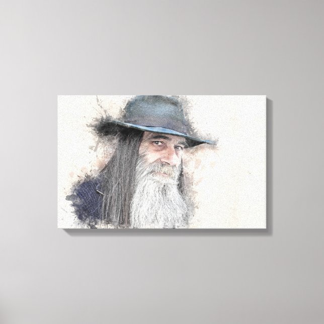 Man Hat Beard Moustache Ranger Gold Digger Canvas Print (Front)