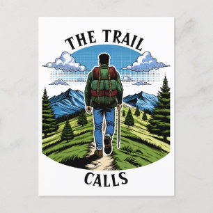 Man Hiking a Trail like the A.T. Postcard