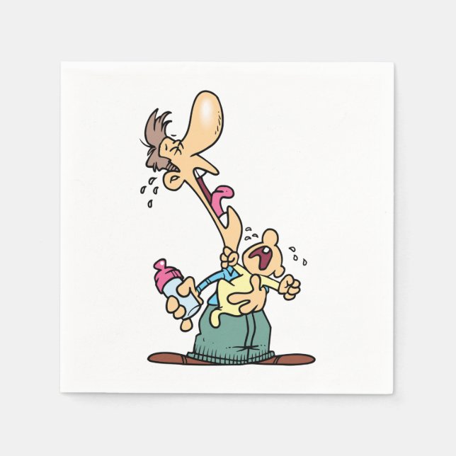 Man Holding A Crying Baby Paper Napkins (Front)