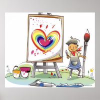 Man holding a paintbrush and standing by an easel