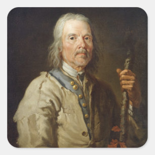 Man Holding a Staff, c.1800 (oil on canvas) Square Sticker