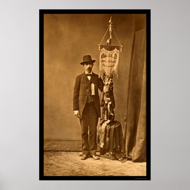 Man Holding General Thomas' Unit Battle Flag 1864 Poster (Front)