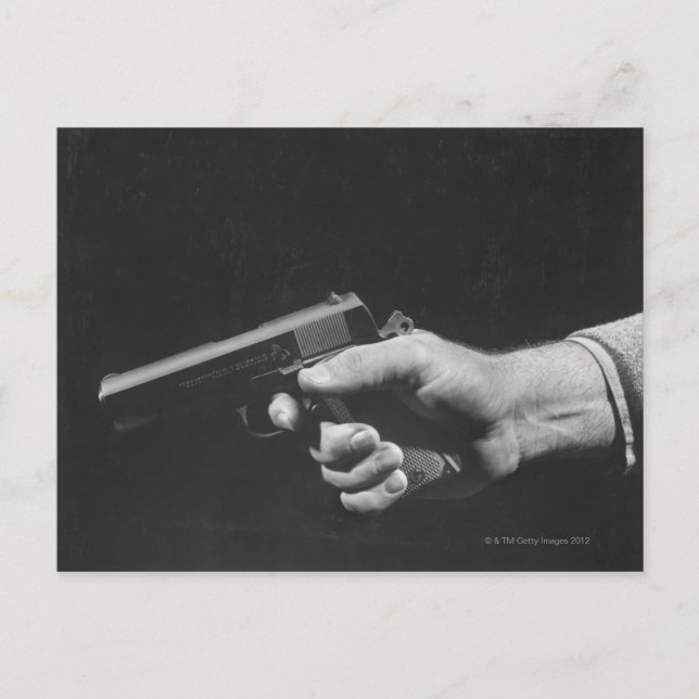 Man Holding Gun Postcard (Front)