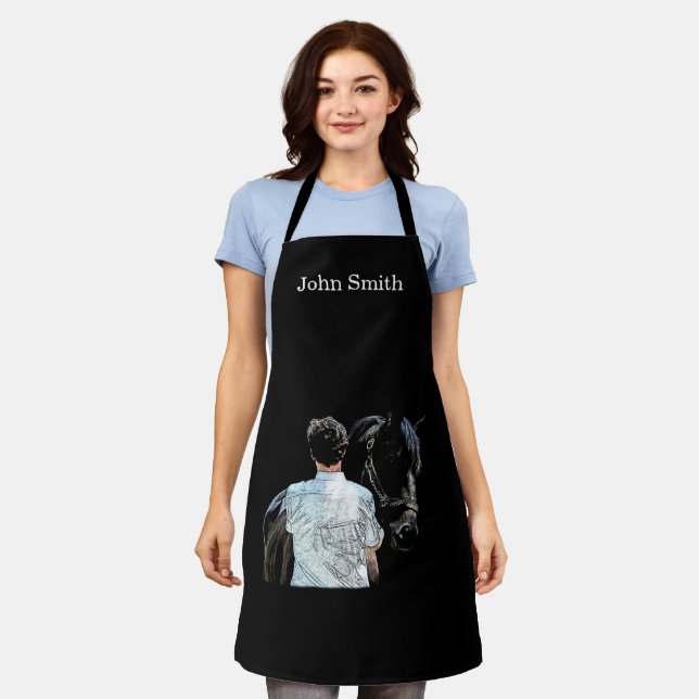 Man Holding Horse Dark Apron (Worn)