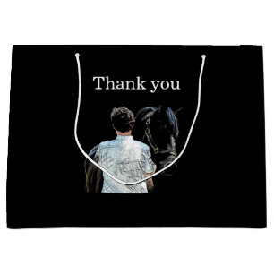 Man Holding Horse Dark Gift Bag