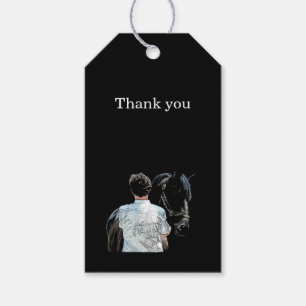 Man Holding Horse Dark Gift Tag