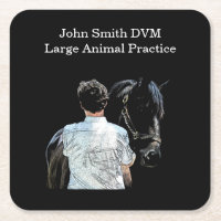 Man Holding Horse Dark Paper Coaster