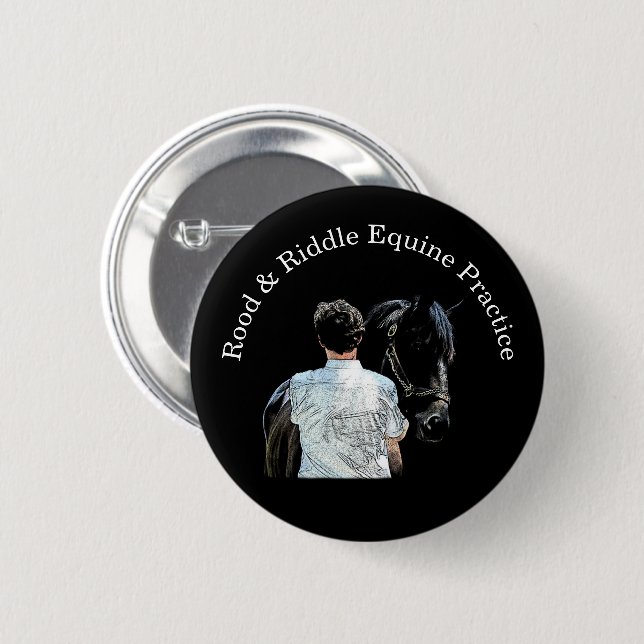 Man Holding Horse Dark Pin Button (Front & Back)