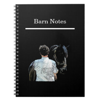 Man Holding Horse Dark Spiral Notebook