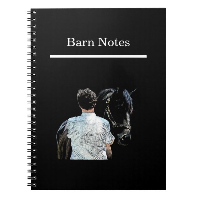 Man Holding Horse Dark Spiral Notebook (Front)