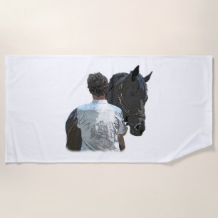 Man Holding Horse Light Beach Towel