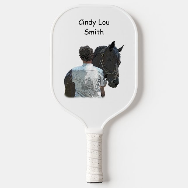 Man Holding Horse Light Pickleball Paddle (Front)