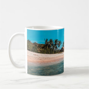 Man holding surf board in body of water coffee mug